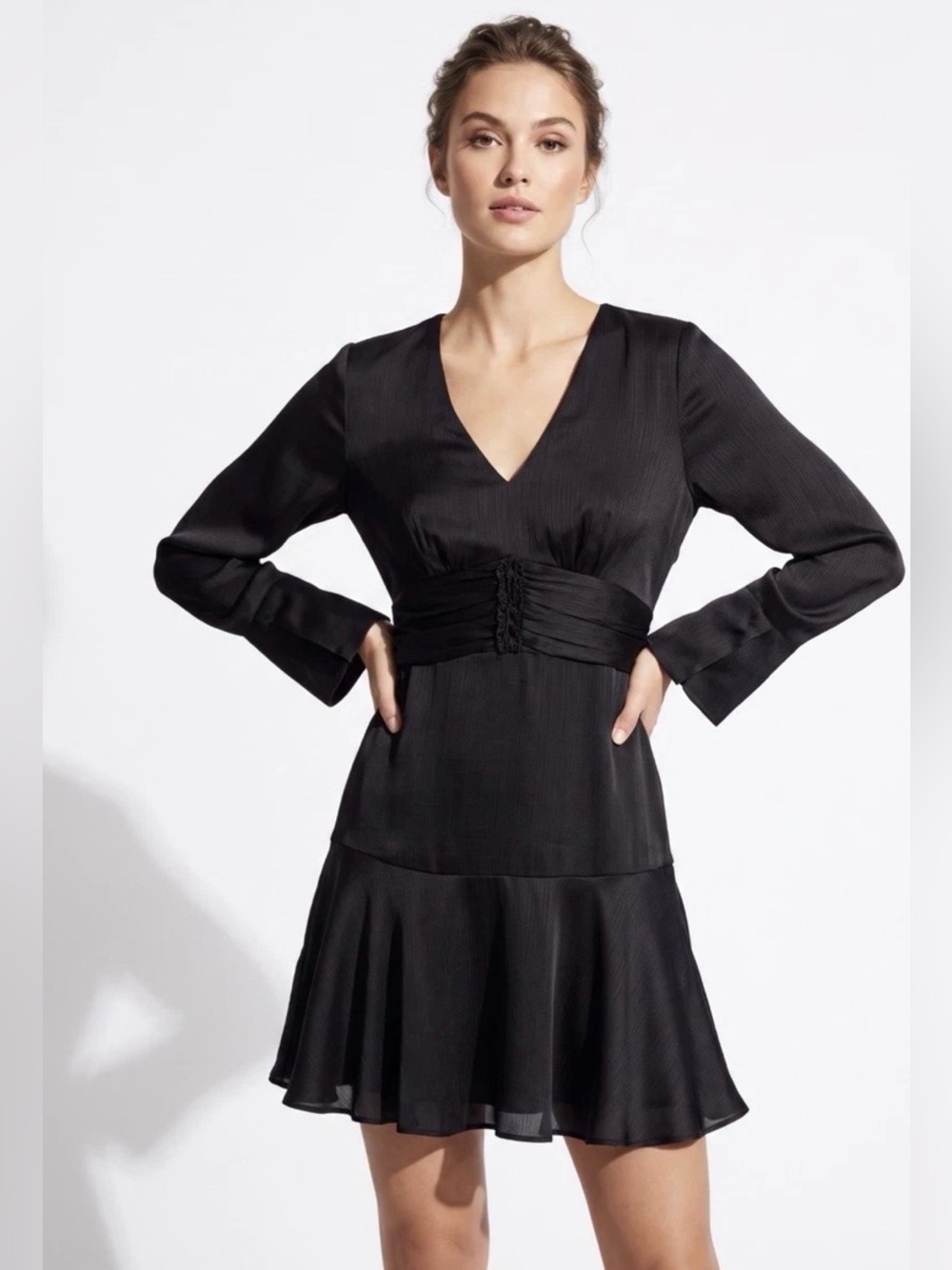 PARKER Black Long Sleeve Ruched Mini Dress | NWT | Size 6